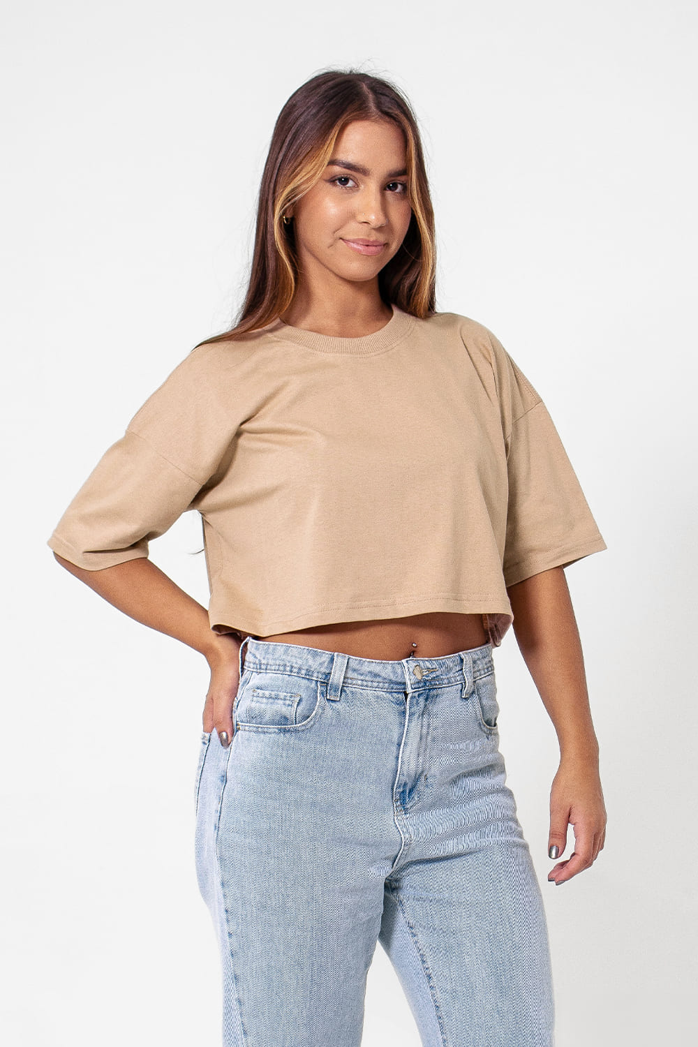 ストリート Cropped Feminino Streetwear Bege | Conforto e Estilo Urbano