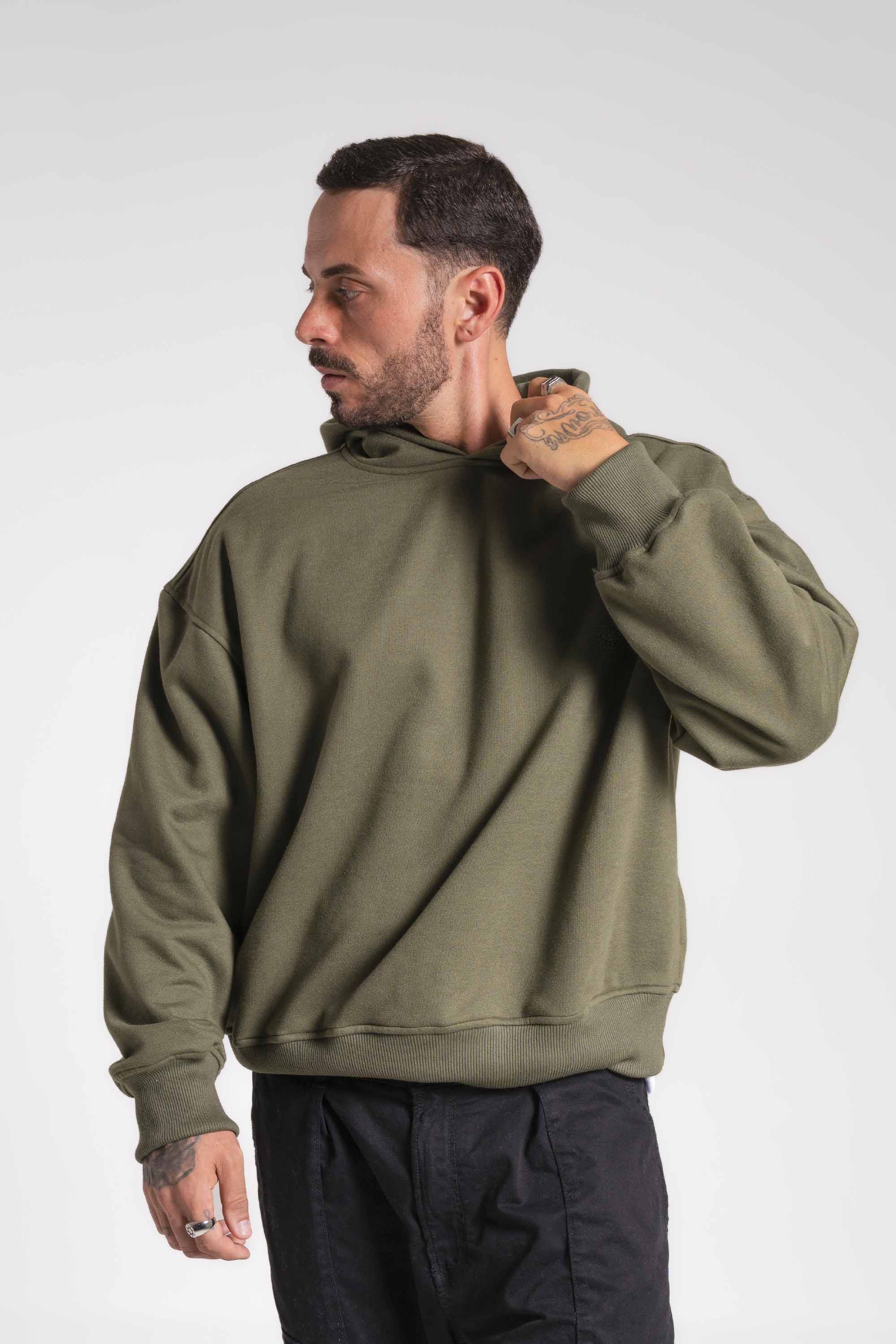 Moletom Oversized Boxy Premium 3 Cabos Com Capuz Brunx Ind - Verde