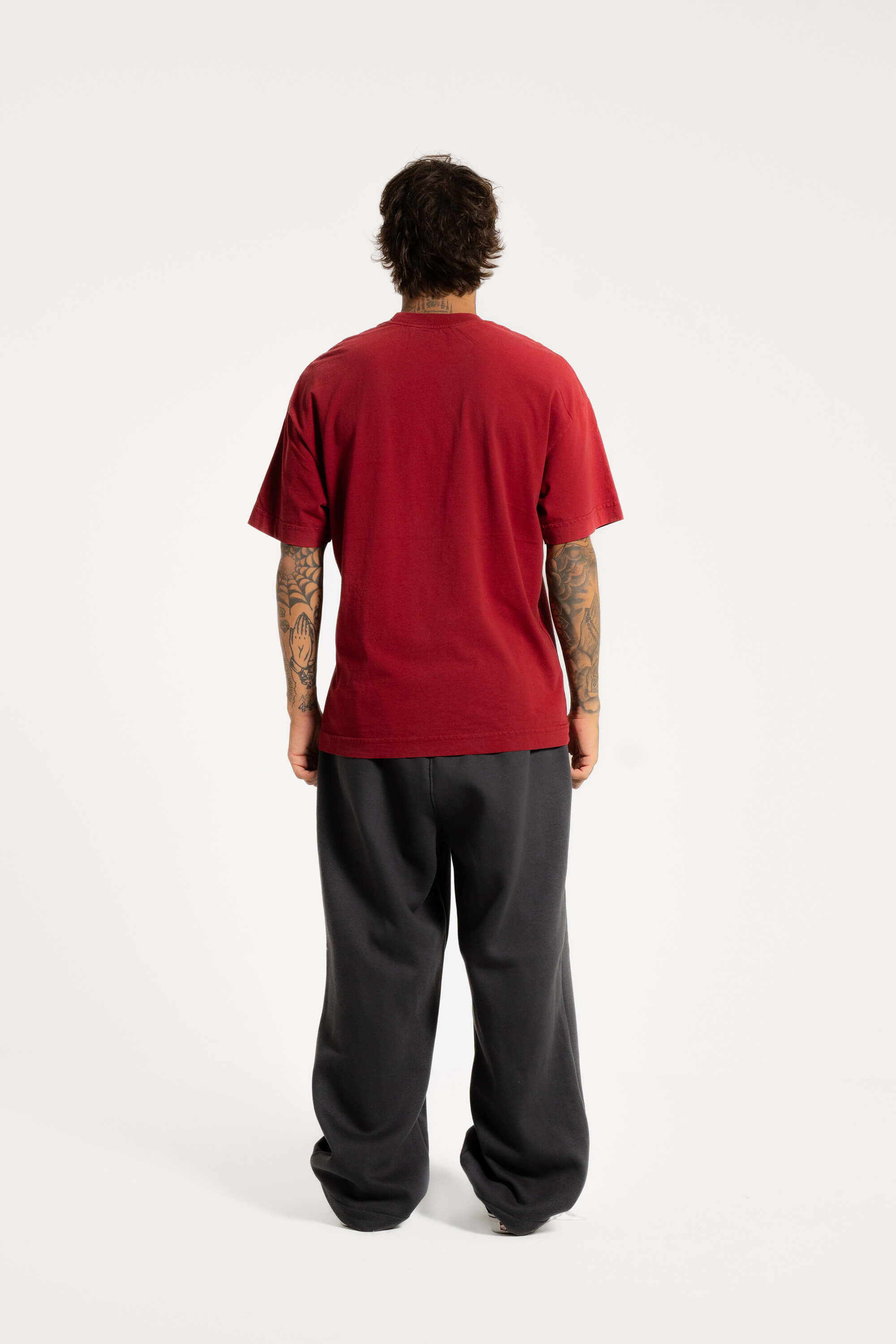 Camiseta Heavy Oversized Streetwear Fio 20.1 Vermelho Crepúsculo