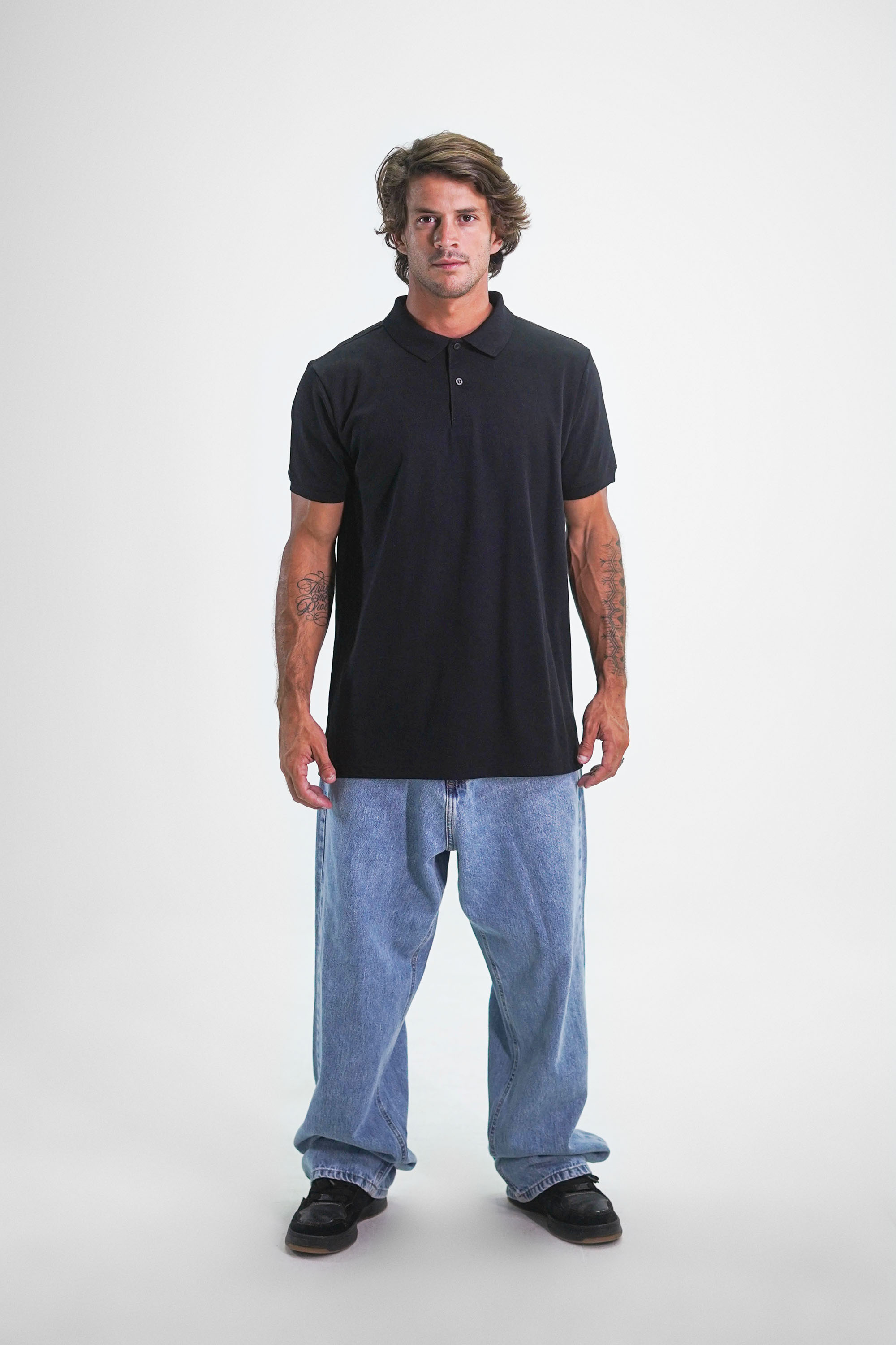 Camisa Polo Preta Brunx Ind Masculina para Trabalho e Lazer